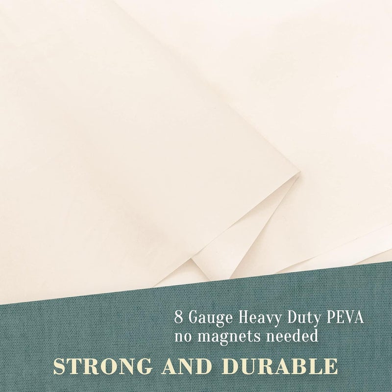 ABLUEN No Hook PEVA Shower Curtain or Liner - 8G Heavy Duty Beige Bathroom Shower Curtain No Hooks Required, Waterproof Plastic & PVC Free, Standard Size 71 x 74, Beige - Image 2
